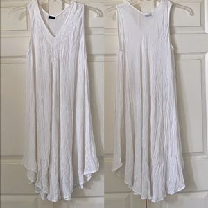 Negs white cotton embroidered sleeveless swing dress swim bathing suit coverup